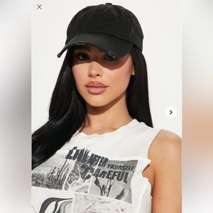 Black distressed baseball hat cap adjustable